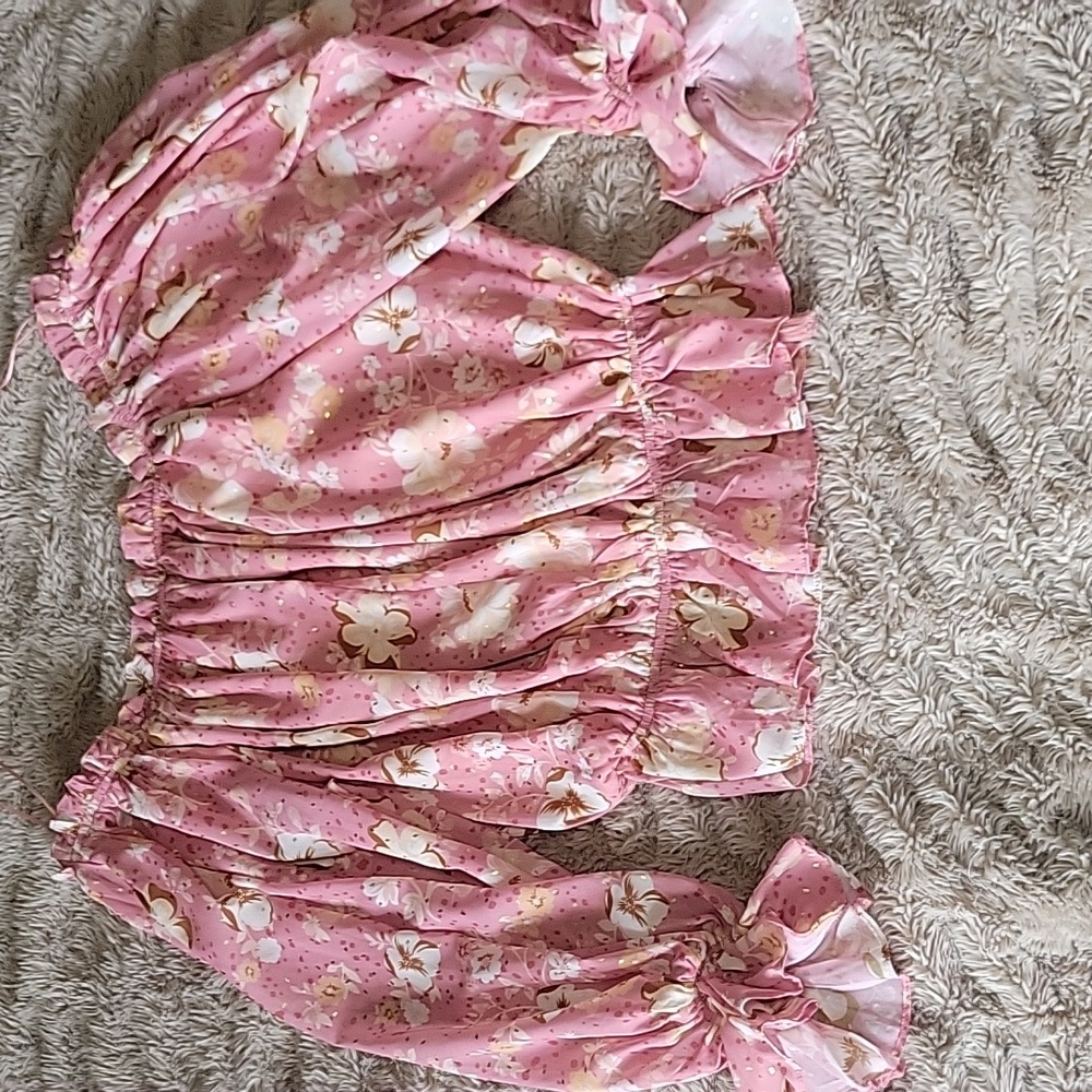 🌞Floral Off-Shoulder Pink Blouse - Picture 5 of 5
